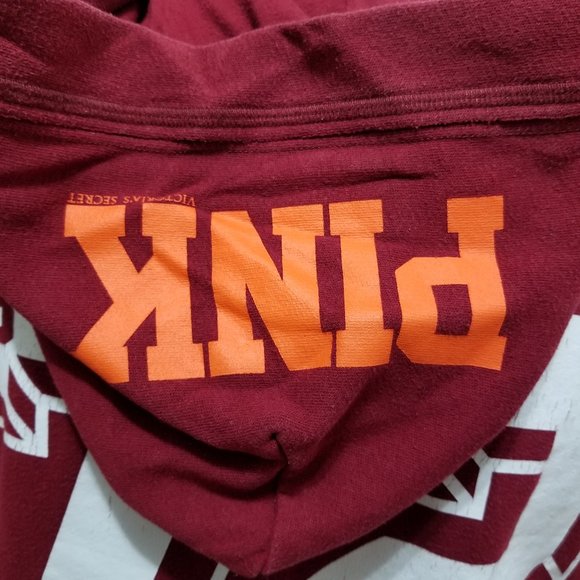 Victoria's Secret PINK hoodie Large Virginia Tech graphic collegiate zip up VT - Picture 10 of 16